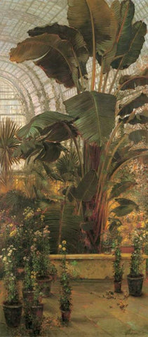 The Tropical House-Kew Gard Black Ornate Wood Framed Art Print with Double Matting by Greenhalgh, Thomas