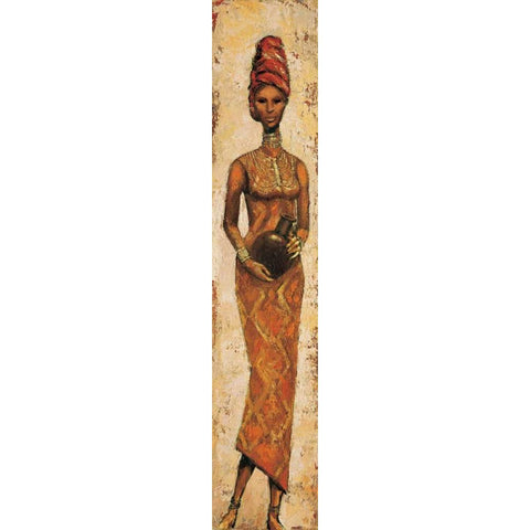 African Woman III Black Modern Wood Framed Art Print with Double Matting by Halley, Terence