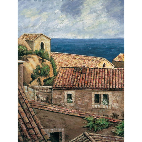 Coastal Village II Black Modern Wood Framed Art Print by Young, Thomas
