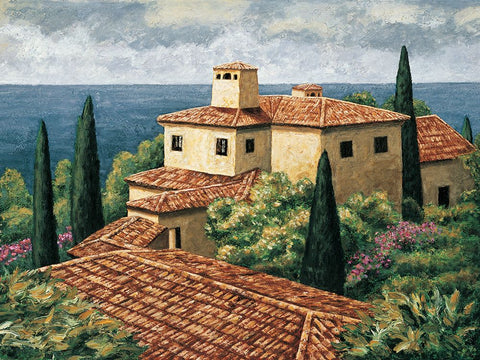 Del Mar Villa White Modern Wood Framed Art Print with Double Matting by Young, Thomas