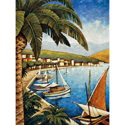 Cote d Azur I Black Modern Wood Framed Art Print with Double Matting by Young, Thomas
