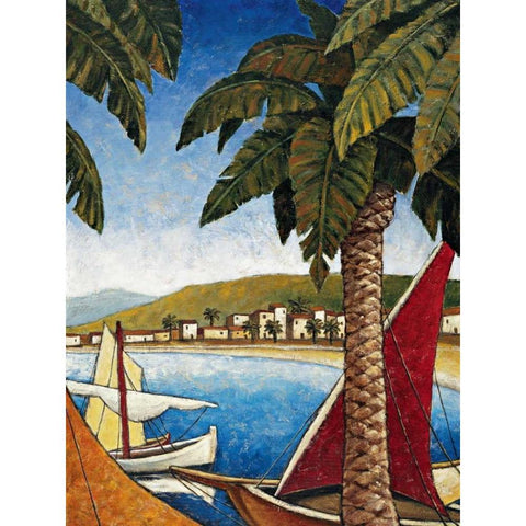 Cote d Azur II Black Modern Wood Framed Art Print with Double Matting by Young, Thomas