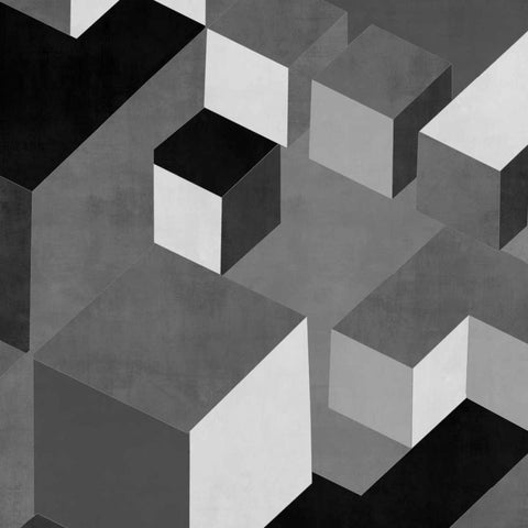 Cubic in Grey I White Modern Wood Framed Art Print by Simmons, Todd