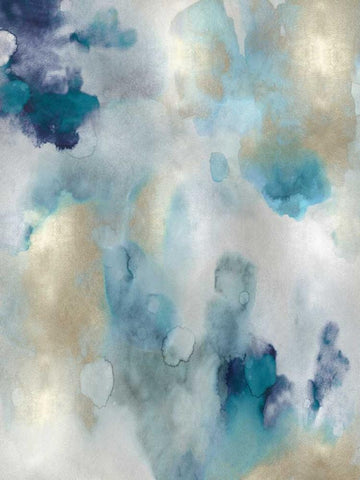 Whipser in Aqua V Black Ornate Wood Framed Art Print with Double Matting by Mitchell, Lauren