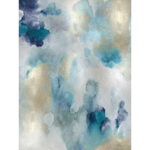 Whipser in Aqua V Gold Ornate Wood Framed Art Print with Double Matting by Mitchell, Lauren