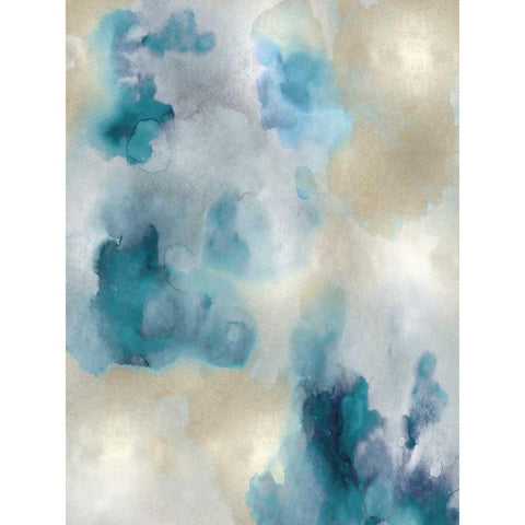 Whisper in Aqua I Black Modern Wood Framed Art Print with Double Matting by Mitchell, Lauren