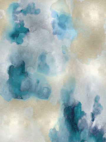 Whisper in Aqua I Black Ornate Wood Framed Art Print with Double Matting by Mitchell, Lauren