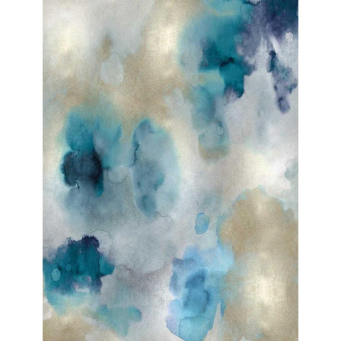 Whisper in Aqua II Black Modern Wood Framed Art Print with Double Matting by Mitchell, Lauren