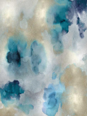 Whisper in Aqua II Black Ornate Wood Framed Art Print with Double Matting by Mitchell, Lauren