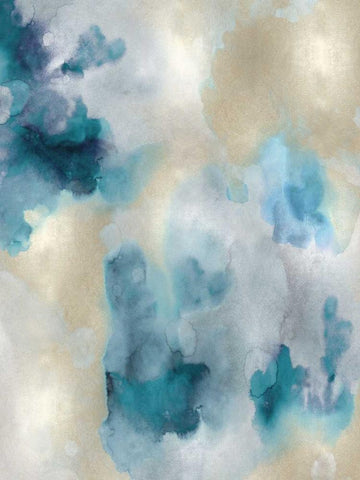 Whisper in Aqua IV Black Ornate Wood Framed Art Print with Double Matting by Mitchell, Lauren