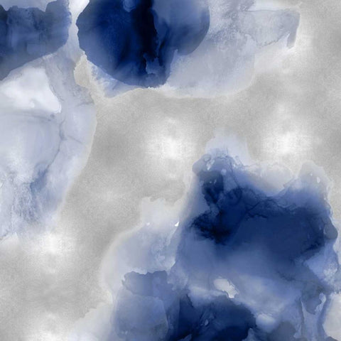 Whisper in Indigo I White Modern Wood Framed Art Print with Double Matting by Mitchell, Lauren