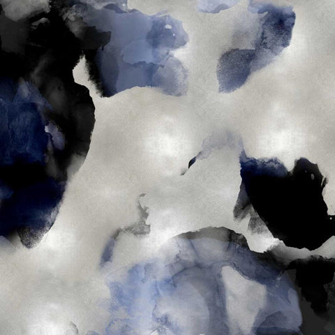 Whisper in Indigo II Black Modern Wood Framed Art Print with Double Matting by Mitchell, Lauren