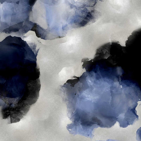 Whisper in Indigo III Black Ornate Wood Framed Art Print with Double Matting by Mitchell, Lauren