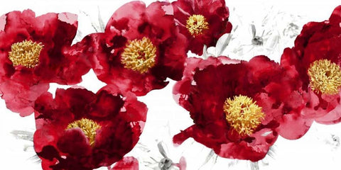 Red Bloom White Modern Wood Framed Art Print with Double Matting by Austin, Vanessa