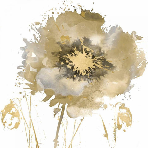 Fower Burst in Gold II Black Ornate Wood Framed Art Print with Double Matting by Austin, Vanessa