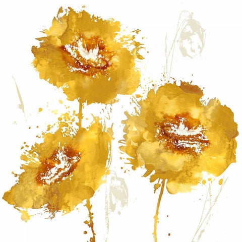 Flower Burst Trio in Amber Black Modern Wood Framed Art Print with Double Matting by Austin, Vanessa