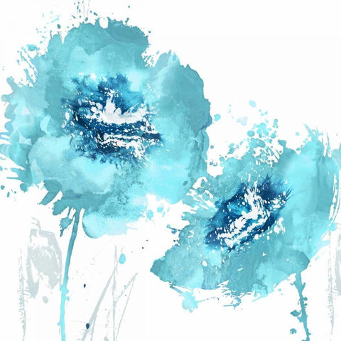 Flower Burst in Aqua II Black Modern Wood Framed Art Print with Double Matting by Austin, Vanessa