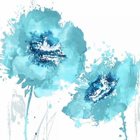 Flower Burst in Aqua II Black Ornate Wood Framed Art Print with Double Matting by Austin, Vanessa