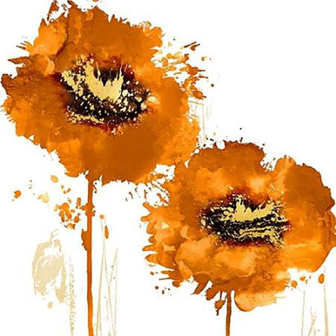 Flower Burst in Mandarin II White Modern Wood Framed Art Print with Double Matting by Austin, Vanessa