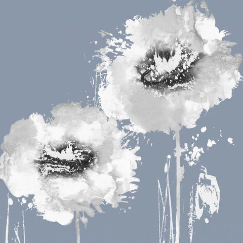 Flower Burst on Grey I Black Modern Wood Framed Art Print with Double Matting by Austin, Vanessa