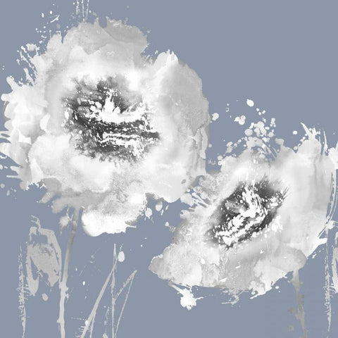 Flower Burst on Grey II White Modern Wood Framed Art Print with Double Matting by Austin, Vanessa