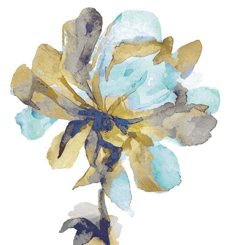 Fresh Bloom Aqua I Gold Ornate Wood Framed Art Print with Double Matting by Austin, Vanessa