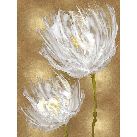 Tulips on Gold II Black Modern Wood Framed Art Print with Double Matting by Austin, Vanessa