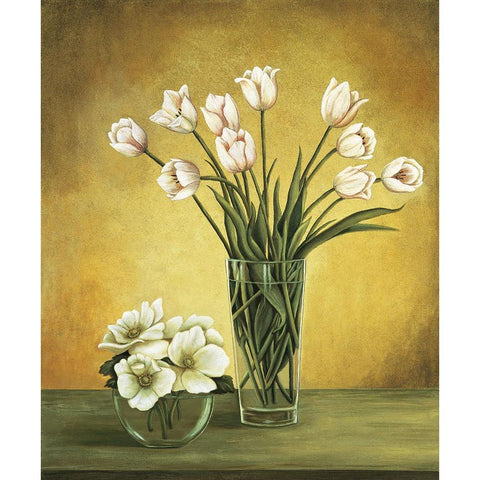 Tulipes blanches Gold Ornate Wood Framed Art Print with Double Matting by Huntington, Virginia