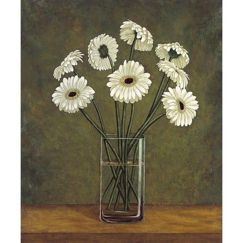 Vase de marguerite White Modern Wood Framed Art Print by Huntington, Virginia