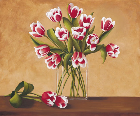 Tulipes dans un vase White Modern Wood Framed Art Print with Double Matting by Huntington, Virginia