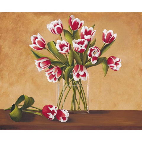 Tulipes dans un vase White Modern Wood Framed Art Print by Huntington, Virginia