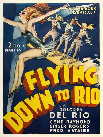 Flying Down To Rio Black Ornate Wood Framed Art Print with Double Matting by Anonymous