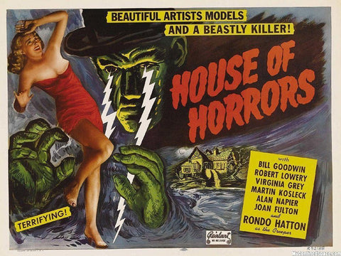 House Of Horror White Modern Wood Framed Art Print with Double Matting by Anonymous