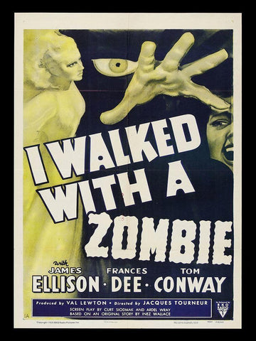 I Walked With A Zombie White Modern Wood Framed Art Print with Double Matting by Anonymous