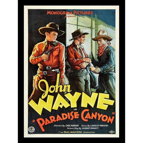 John Wayne Paradise Canyon Gold Ornate Wood Framed Art Print with Double Matting by Anonymous