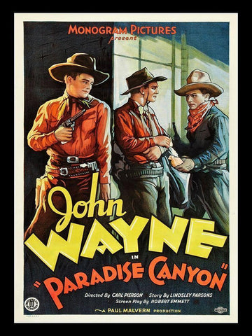 John Wayne Paradise Canyon White Modern Wood Framed Art Print with Double Matting by Anonymous