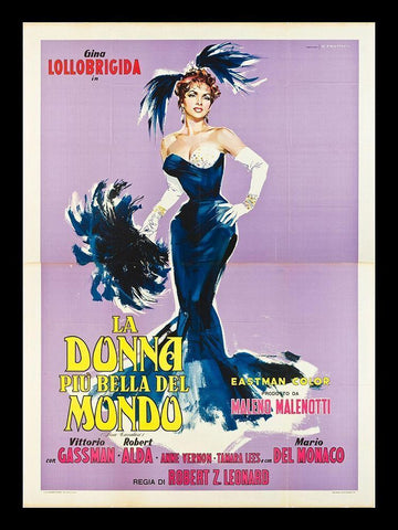 La Donna Piu Bella Del Mondo Black Ornate Wood Framed Art Print with Double Matting by Anonymous