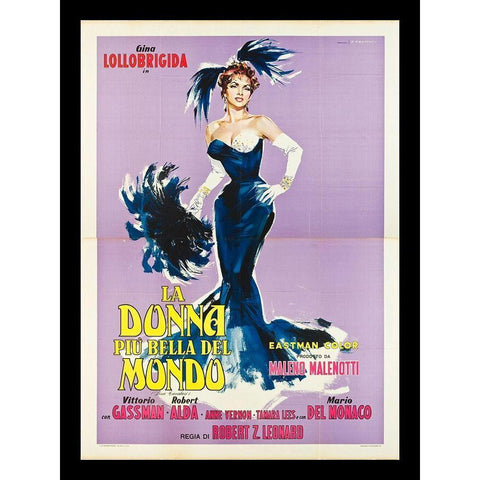 La Donna Piu Bella Del Mondo Black Modern Wood Framed Art Print by Anonymous