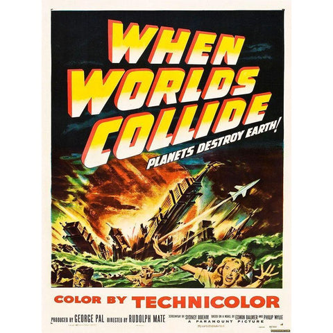 When Worlds Collide White Modern Wood Framed Art Print by Anonymous