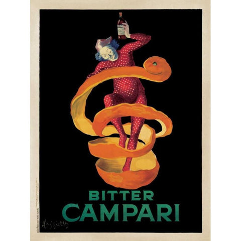 Bitter Campari Black Modern Wood Framed Art Print with Double Matting by Cappiello, Leonetto