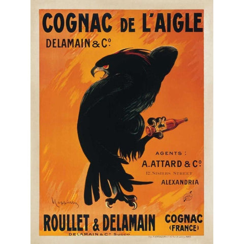 Cognac de l Aigle Black Modern Wood Framed Art Print with Double Matting by Cappiello, Leonetto