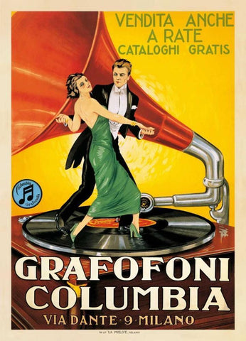 Grafofoni Columbia-1920 ca White Modern Wood Framed Art Print with Double Matting by Anonymous