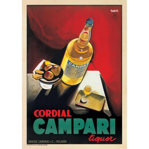 Cordial Campari Gold Ornate Wood Framed Art Print with Double Matting by Nizzoli, Marcello