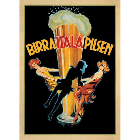 Birra Itala Pilsen-1920 ca Gold Ornate Wood Framed Art Print with Double Matting by Anonymous