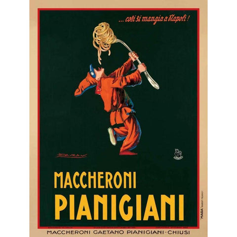 Maccheroni Pianigiani-1922 White Modern Wood Framed Art Print by Mauzan, Achille Luciano