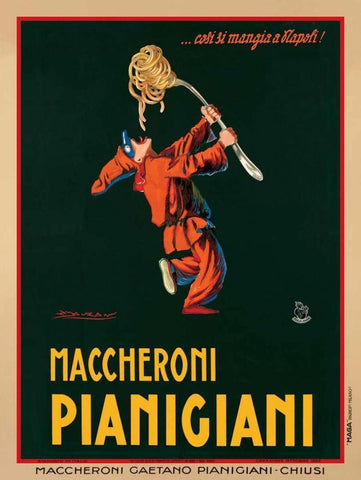 Maccheroni Pianigiani-1922 Black Ornate Wood Framed Art Print with Double Matting by Mauzan, Achille Luciano