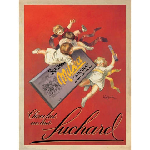 Chocolat Suchard Gold Ornate Wood Framed Art Print with Double Matting by Cappiello, Leonetto