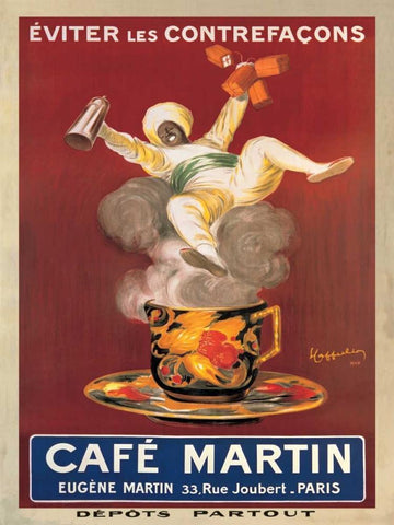 Cafe Martin-1921 White Modern Wood Framed Art Print with Double Matting by Cappiello, Leonetto