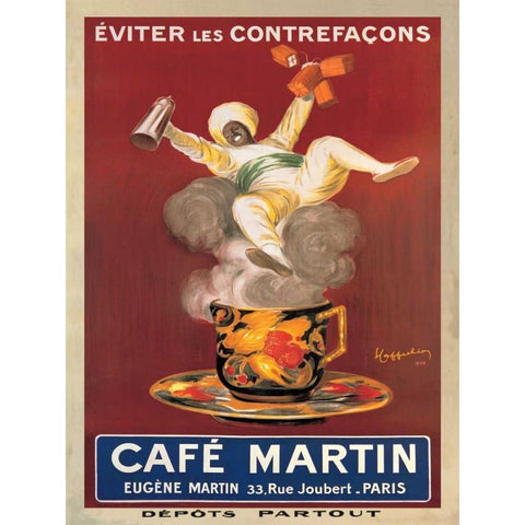 Cafe Martin-1921 White Modern Wood Framed Art Print by Cappiello, Leonetto