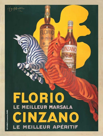 Florio e Cinzano-1930 Black Ornate Wood Framed Art Print with Double Matting by Cappiello, Leonetto